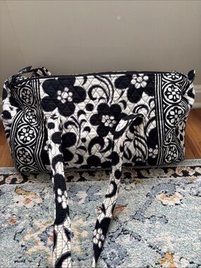 Vera Bradley Black and White Quilted Floral Duffel